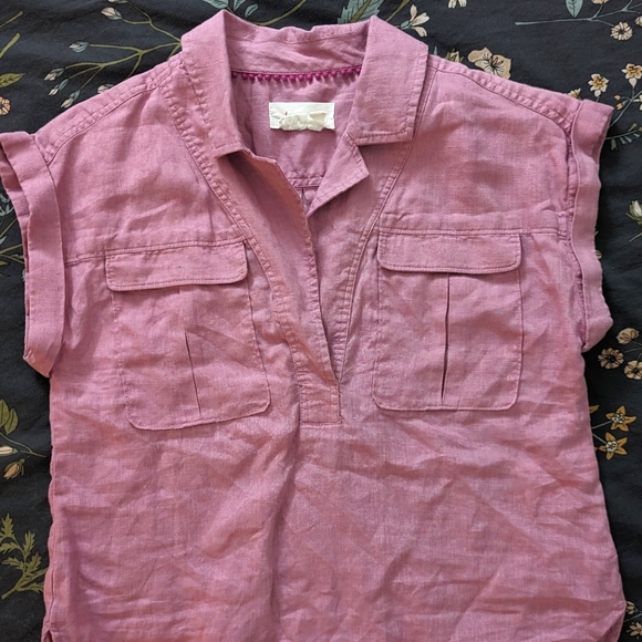 Anthropologie Linen Crop Top - Picture 1 of 4